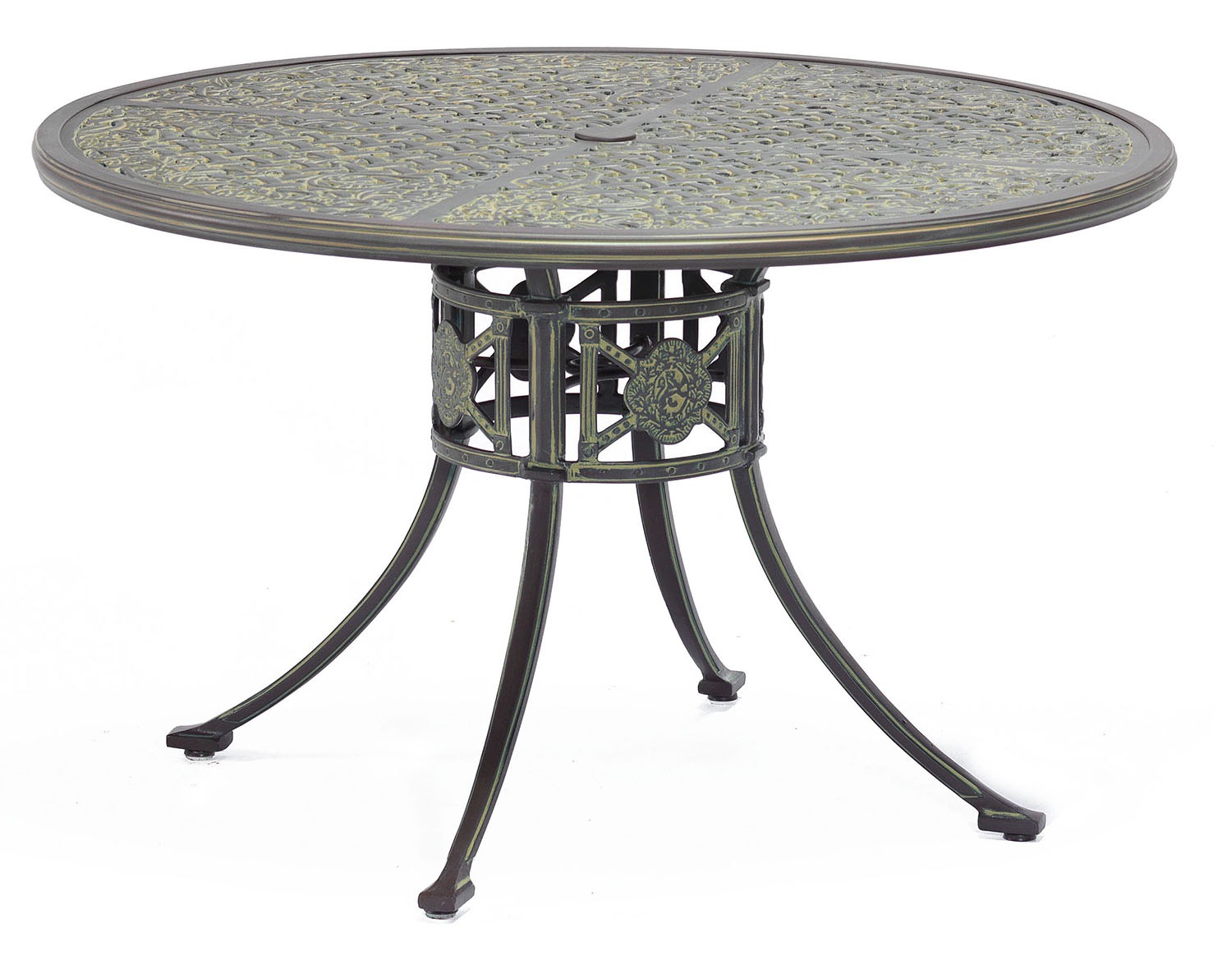 Luxor metal outdoor round dining table, from Brights of Nettlebed