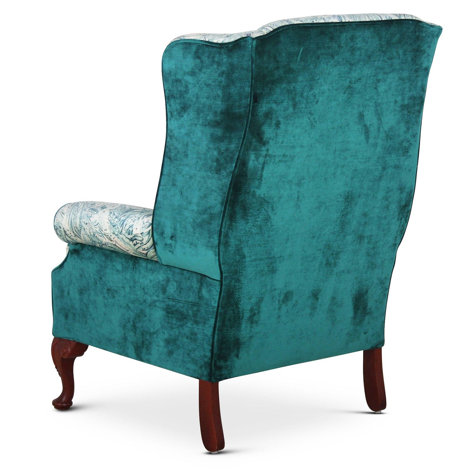 Blandford fabric wing chair in quality teal velvet, Fabric Wing Chairs