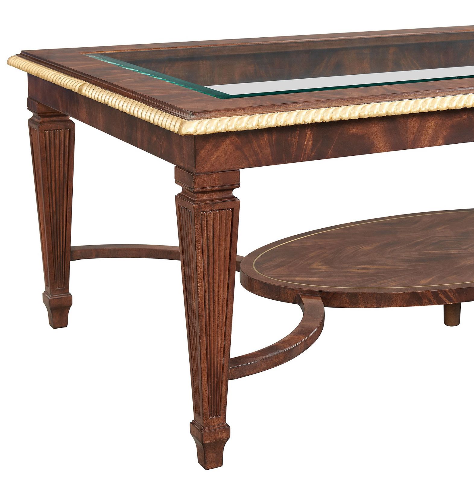 Mahogany coffee table with glass top, Coffee tables from Brights of