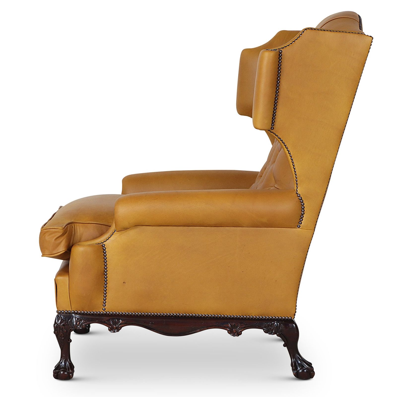 Dryden traditional buttoned leather wing chair Gold, Leather Wing