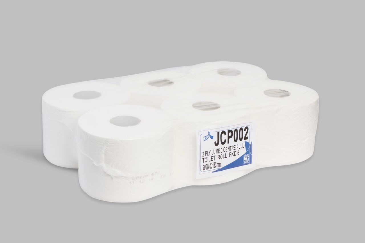 Centre Smart Pull Jumbo System Toilet Roll | 2 Ply | White | 6 Rolls | JCP002